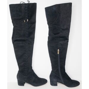 BRIAN ATWOOD B-MALLEY Suede Over Knee Heel Boots Black Size 8.5